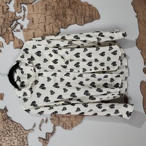 Forever 21 button down heart pattern chic top small